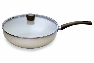 Wok 28 com Tampa de Vidro Ek Bege